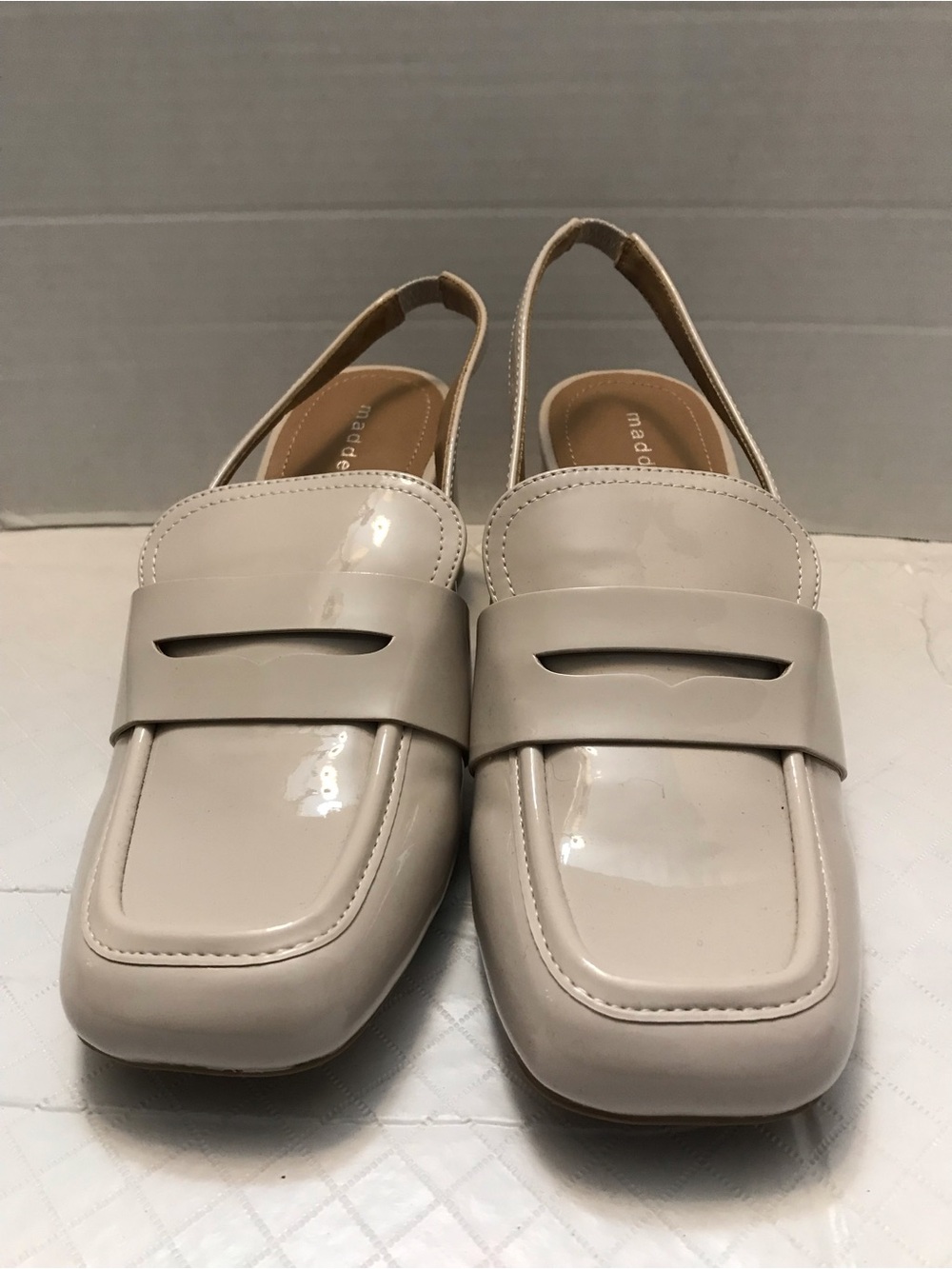Madeline Cream Patent Slingback Loafers